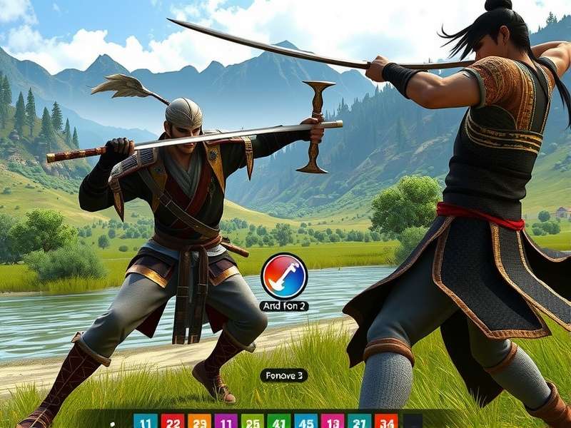 Kashmiri Samurai Glory gameplay screenshot showing combat in Kashmiri landscape